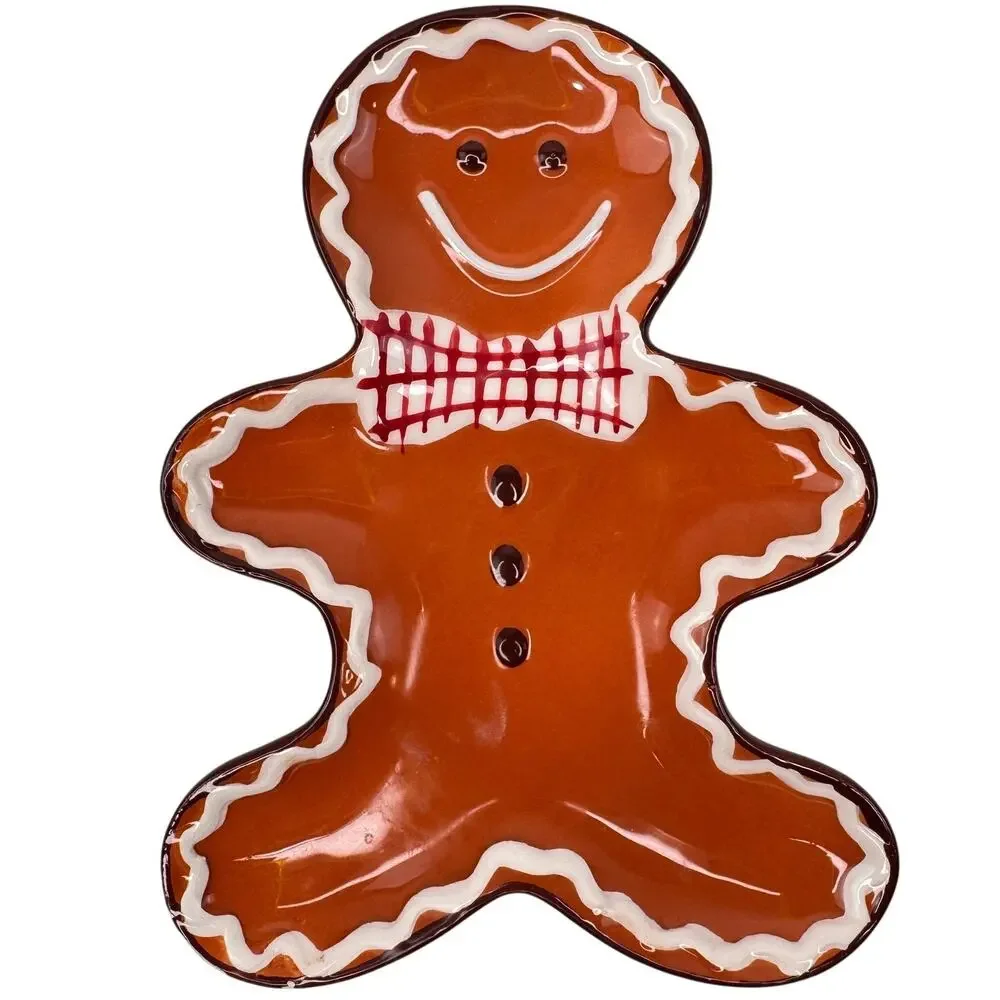 Pier 1 Gingerbread Men White Brown Spoon Rest Ceramic Christmas Home Decorative